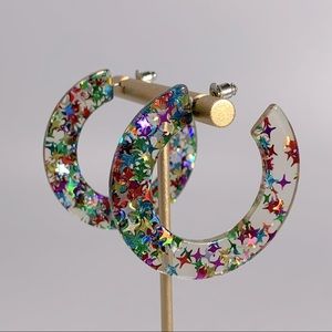 Confetti Star Acrylic Hoop Earrings
